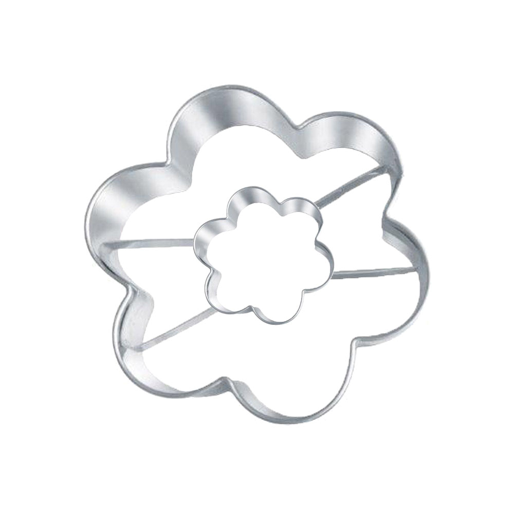 Flower Cookie Cutter with Fluted Center Hole - 3"