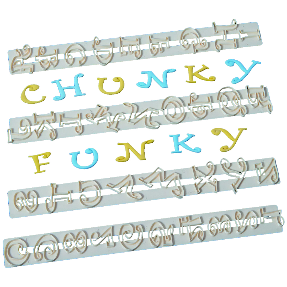 FMM Sugarcraft Chunky Funky Alphabet & Numbers Plastic Tappit Gumpaste Cutters