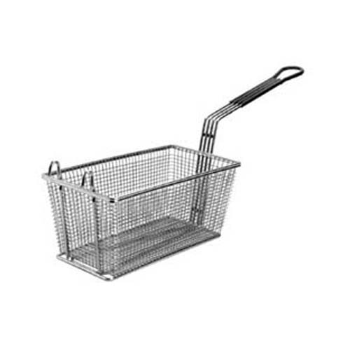 FMP Fry Basket W/ Plastic-Coated Handle, 13-1/4" x 9-1/4" x 6": Twin, Front Hook