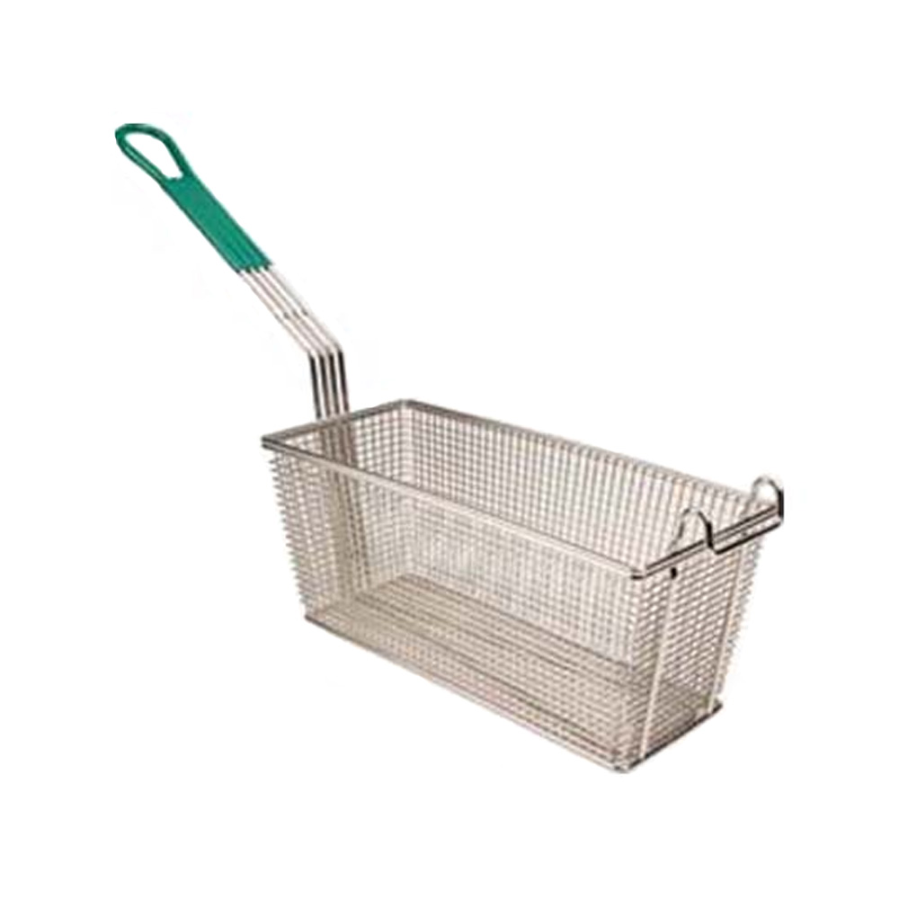 FMP Fry Basket With Plastic-Coated Handle, 13.25" x 4.25" x 5.5": Triple, Front Hook