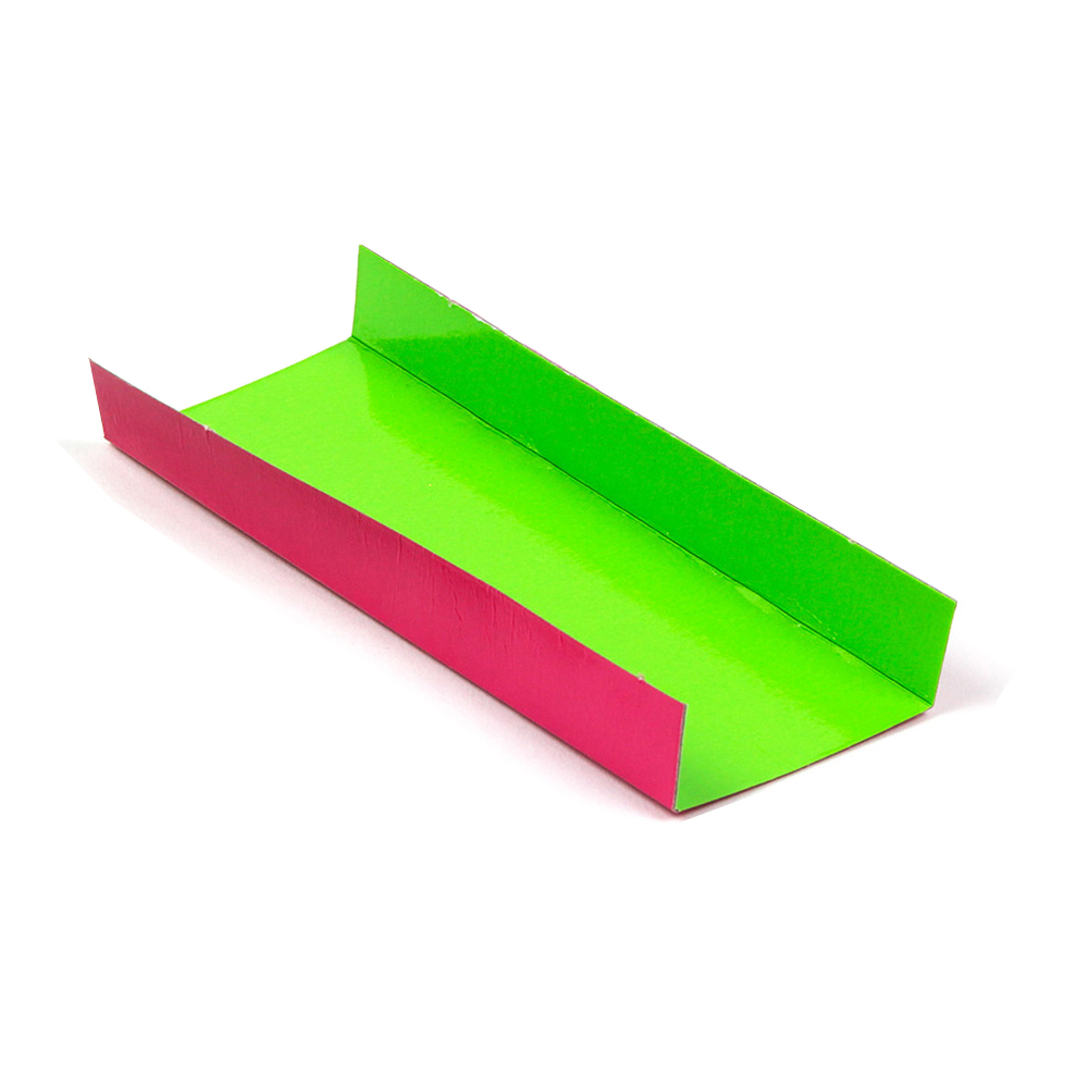 Folded Bottom Mono Board, Green Interior & Pink Exterior, 1.75" x 5" - Case of 200