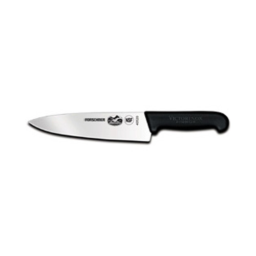 Forschner Victorinox Chef's Knife 8" Blade. Black Plastic Handle