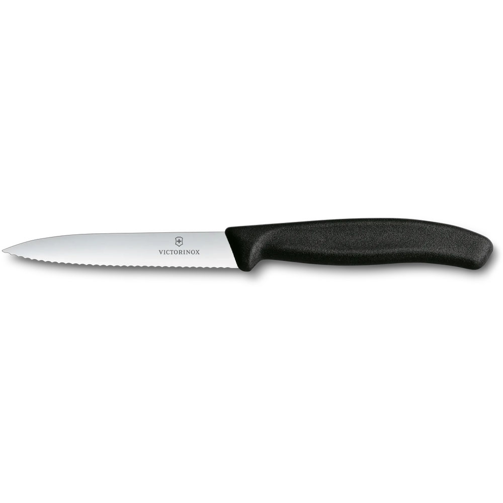 Forschner Victorinox Paring Knife 4" Serrated Blade, Black Handle