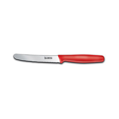 Forschner /Victorinox Wavy Steak Knife w Round Tip and Red Nylon Handle, 4.5 In. (40504)