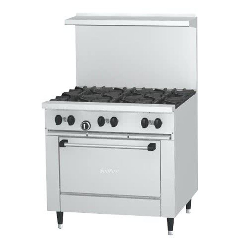 Garland X36-6R-NG SunFire Series X36-6R 6 Burner 36" Natural Gas Range with Standard Oven - 213,000 BTU