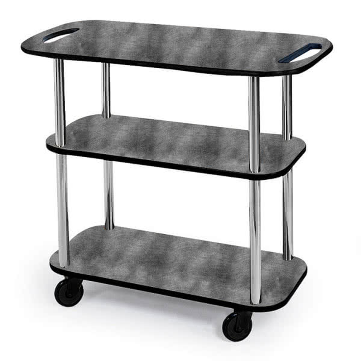 Geneva 3610407 Service Cart With Handle Holes, Rectangular - Pewter Brush Laminate Finish