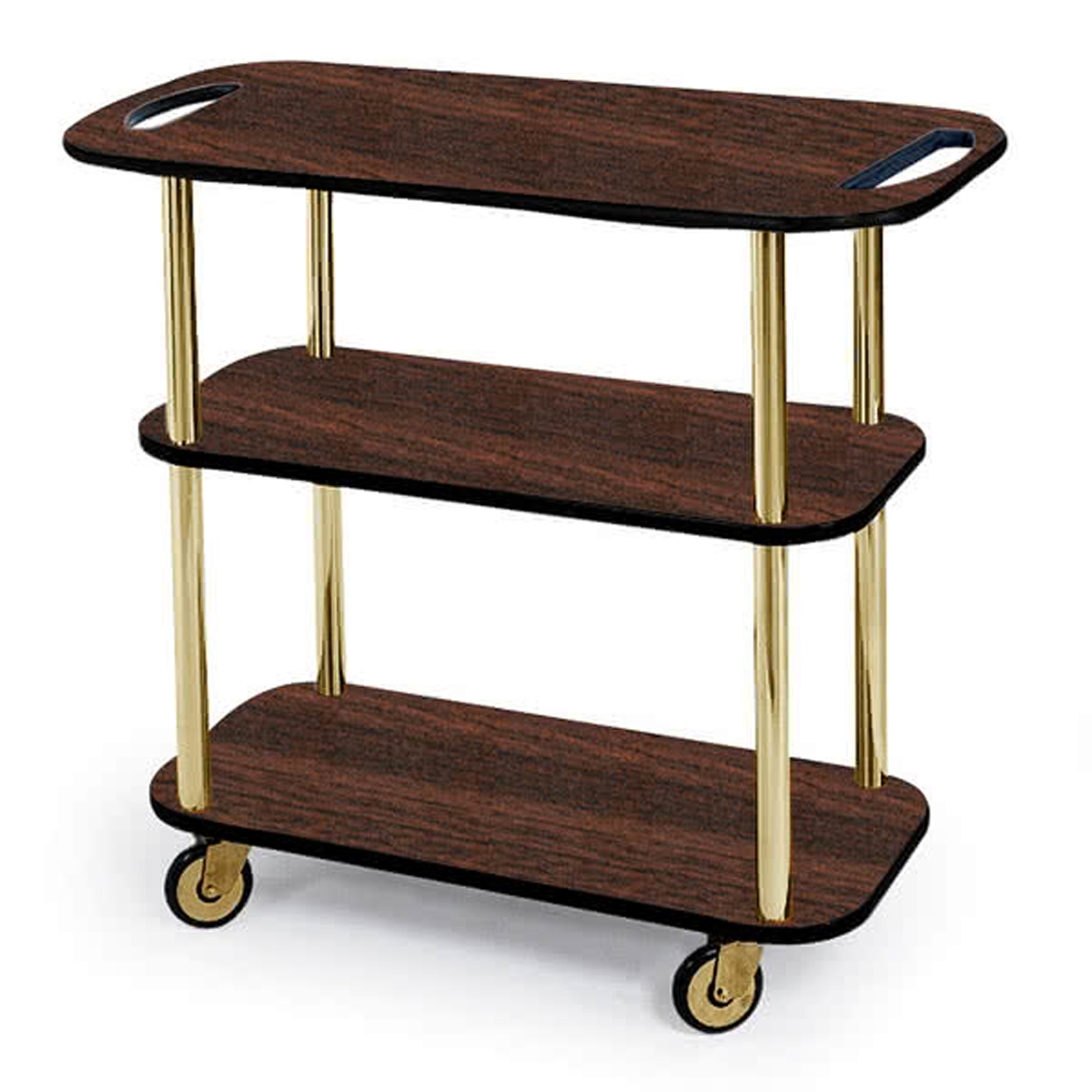 Geneva 3610411 Service Cart With Handle Holes, Rectangular - Mahogany Laminate Finish