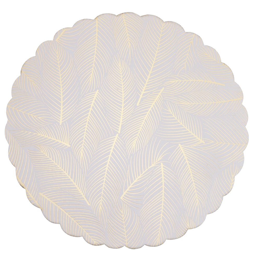 Gold Leaf Printed Round Scalloped Cake Board, 10" x 3/32" - Pack of 5