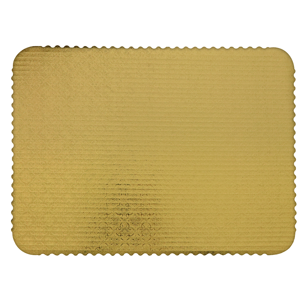 Gold Rectangular Scalloped Corrugated Half Size Cake Board 14" x 18" - Pack of 10