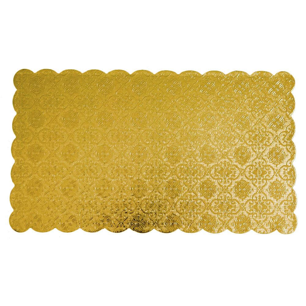 Gold Scalloped Log Cake Board (thick), 6.5" x 11.25" - Case of 50