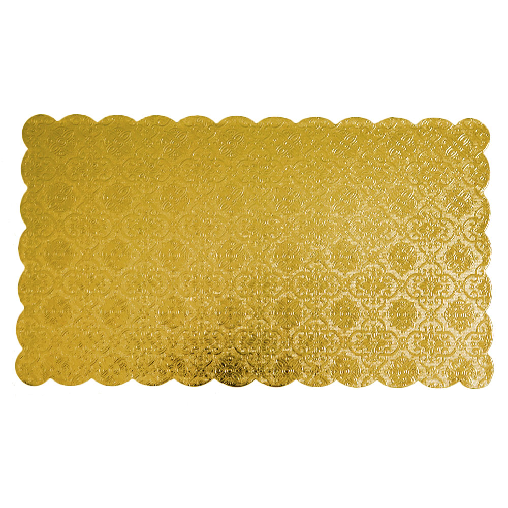 Gold Scalloped Log Cake Board (thick), 6.5" x 11.25" - Pack of 25