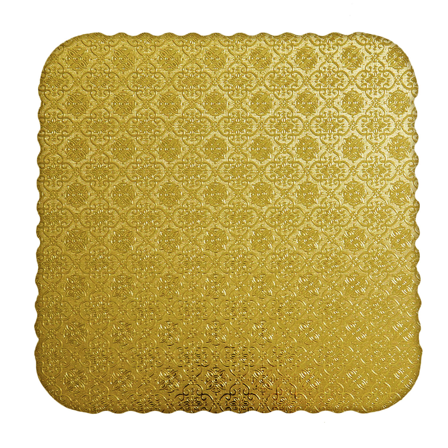 O'Creme Gold Corrugated Scalloped Square Cake Board, 10", Pack of 10