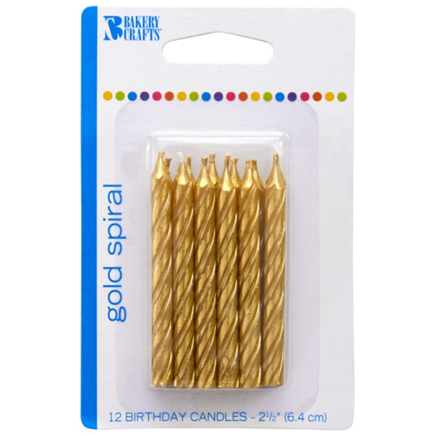 DecoPac Gold Spiral Candles, Pack of 12
