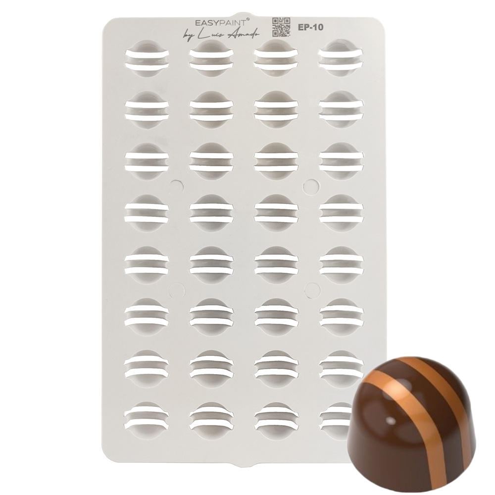 Greyas EasyPaint Double Stripe Chocolate Stencil by Luis Amado, 32 Cavities
