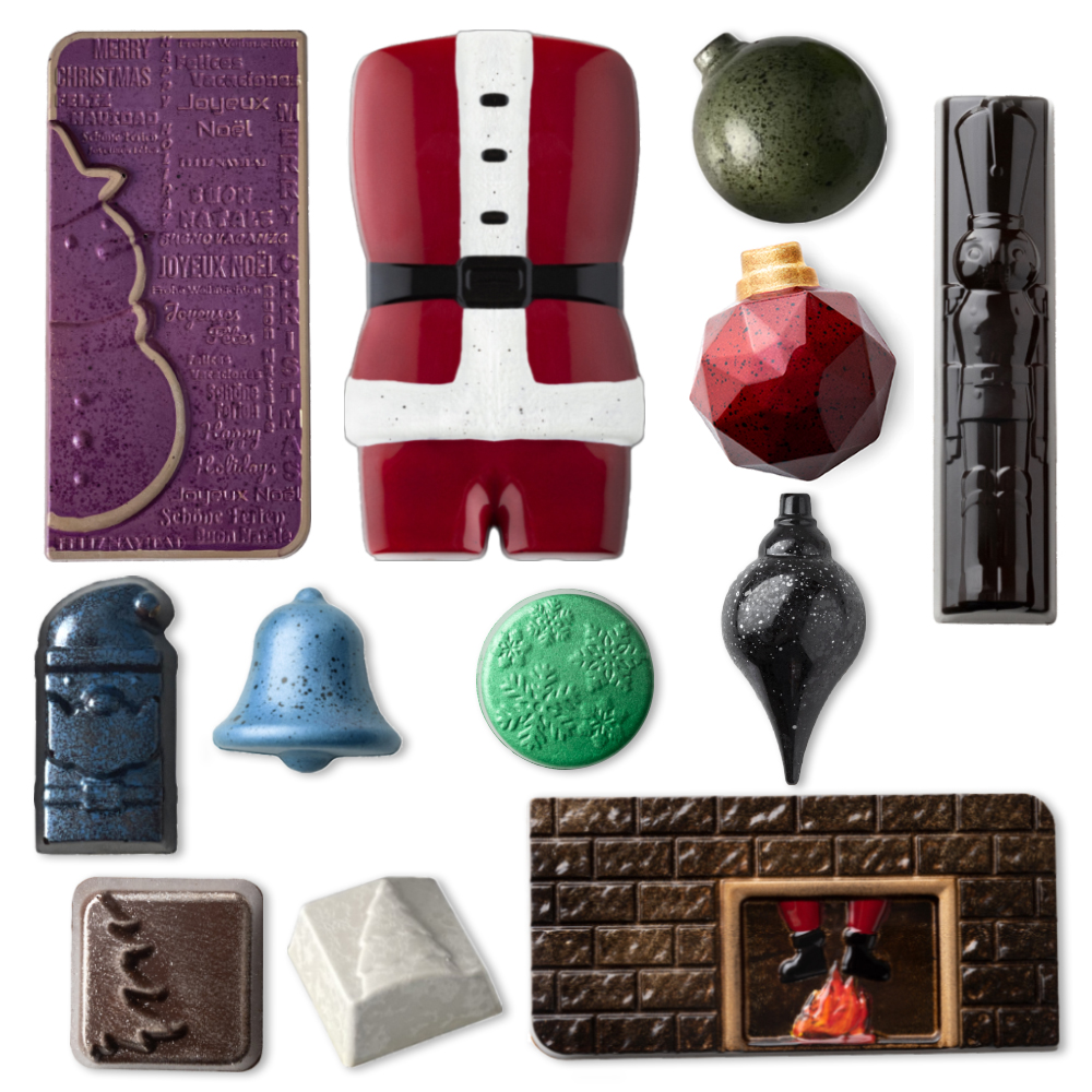 Greyas Holiday Chocolate Mold Kit 1 by Luis Amado, Set of 12