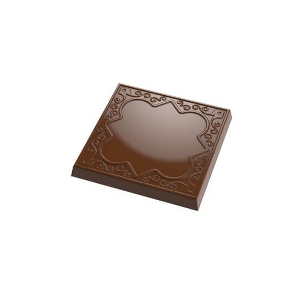 Greyas Polycarbonate Chocolate Mold, Bordered Square, 3 Cavities