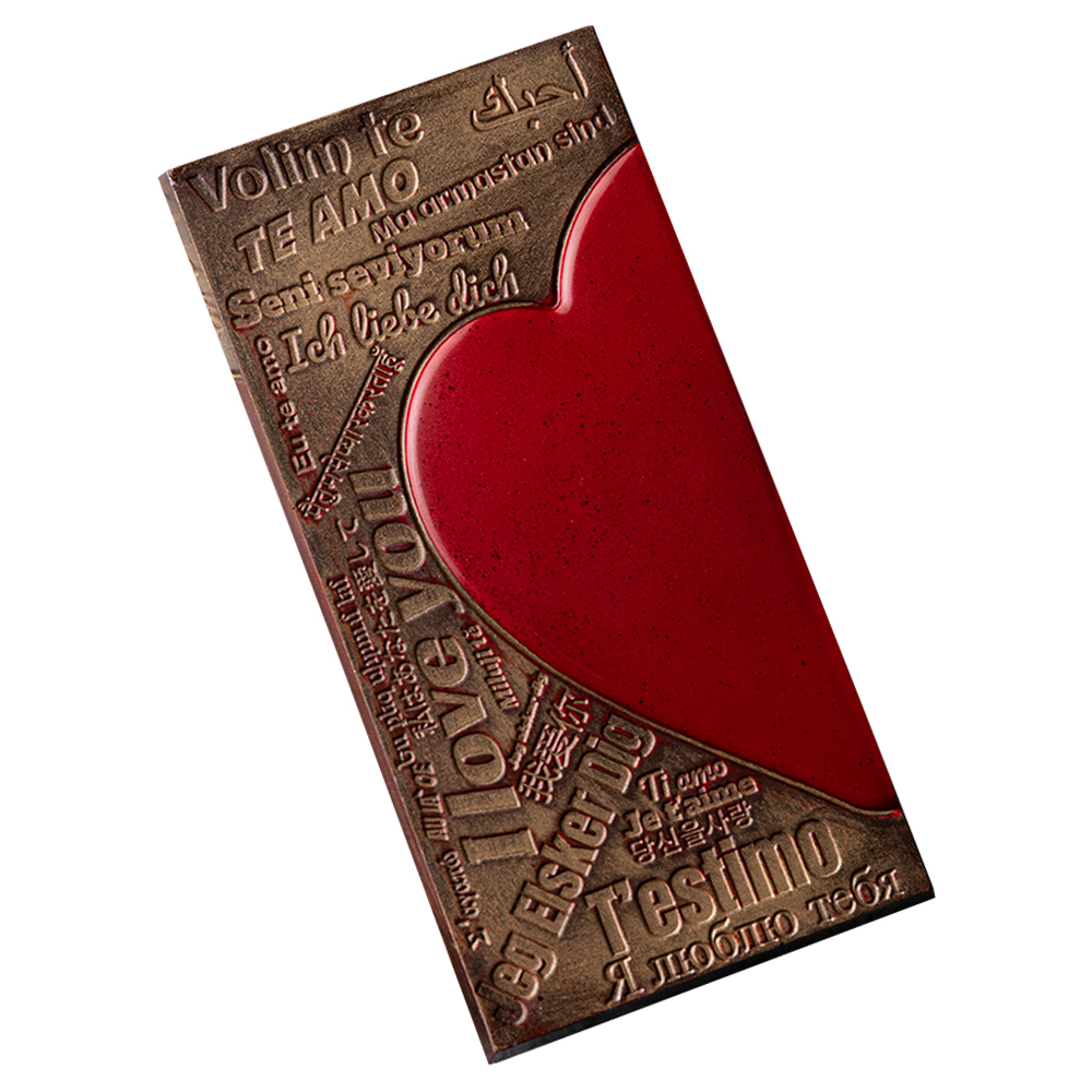 Greyas Polycarbonate Chocolate Mold, Heart Language Bar by Luis Amado, 3 Cavities