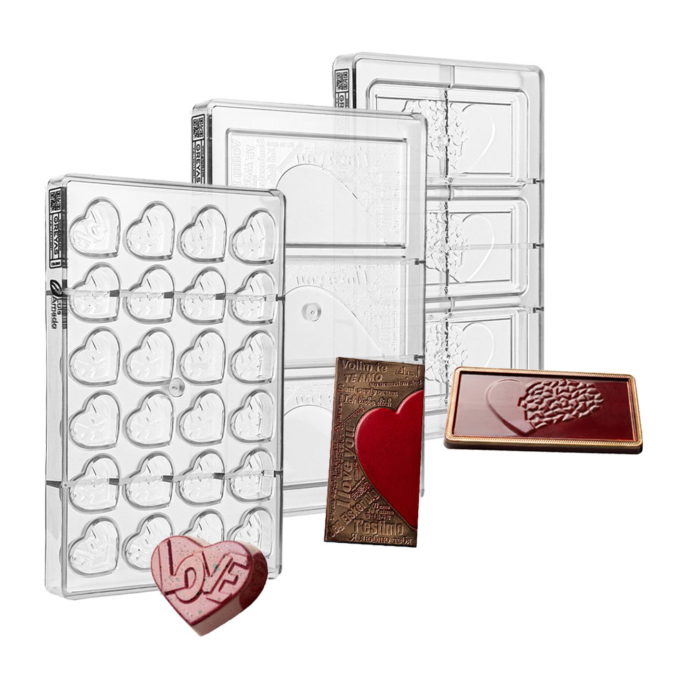 Greyas Love Chocolate Mold Kit 4 by Luis Amado, Set of 3