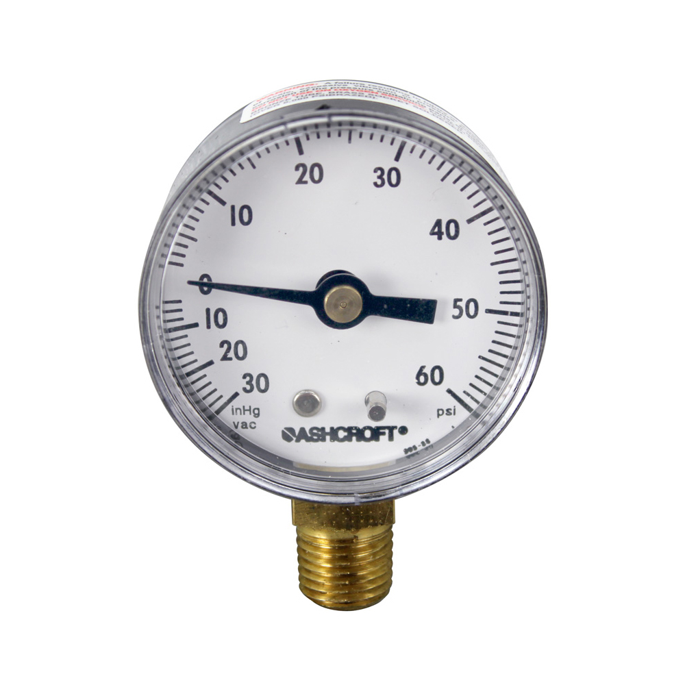 Groen OEM # Z099156, Vacuum / Pressure Gauge; -30 to 60 PSI; 1/4" MPT Bottom Mount