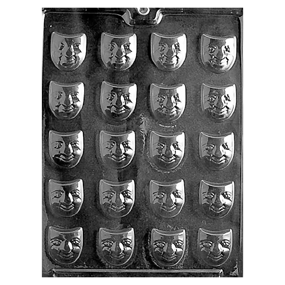 Plastic Chocolate Mold, Happy Face Mask, 20 Cavities