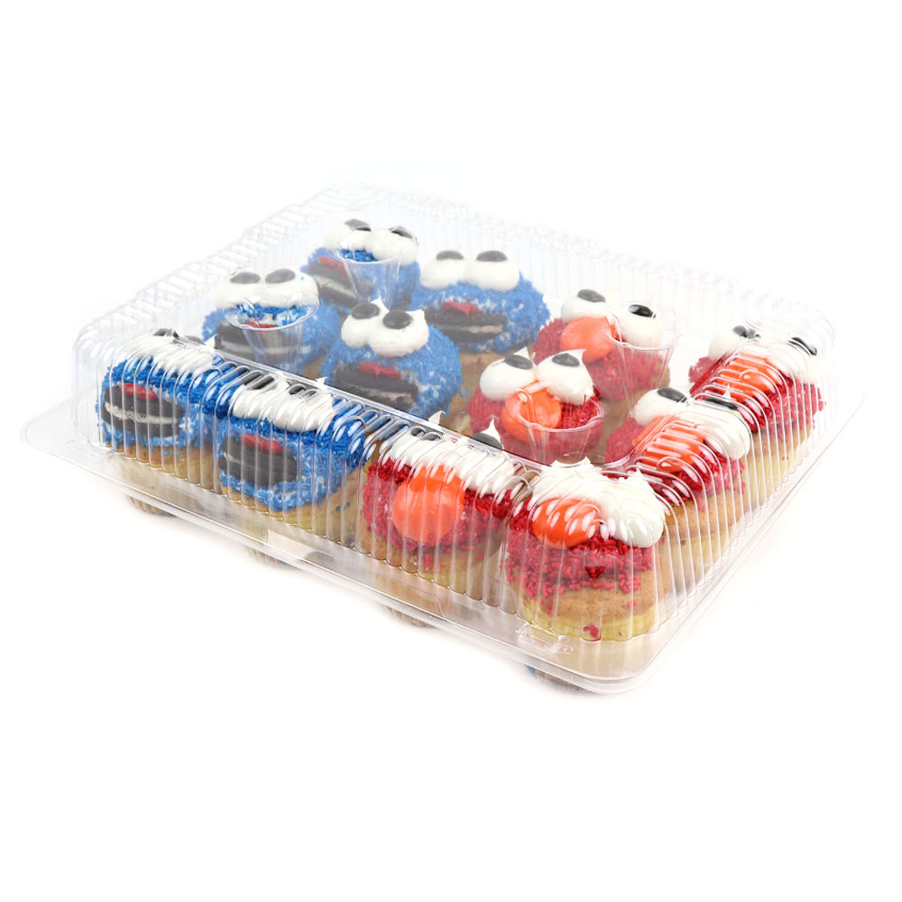 Hinged Clear Plastic Container for 12 Muffins, Pack of 5