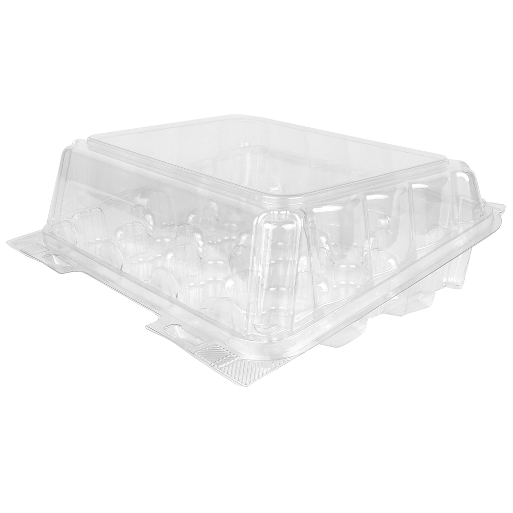 Hinged Clear Plastic Mini Cupcake Container with 12 Cavities - Case of 225