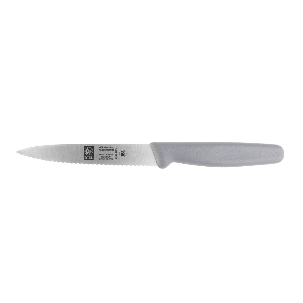 Icel Serrated Edge Paring Knife 4" Blade, Gray Plastic Handle