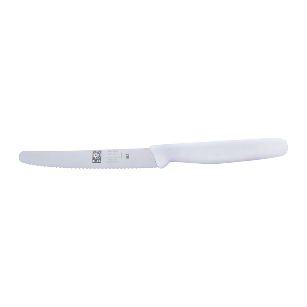 Icel Serrated Steak Knife with White Handle, 4.25" Blade
