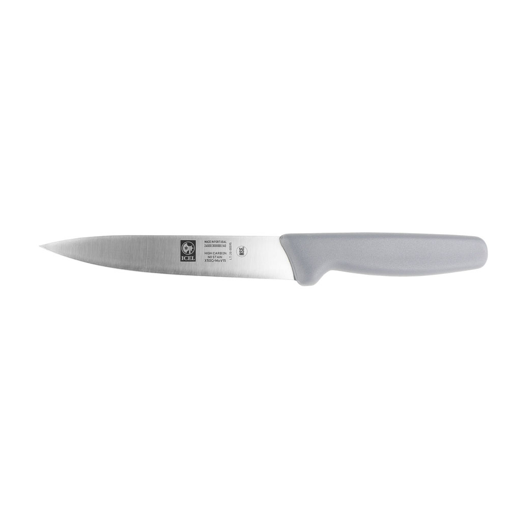 Icel Utility Knife, 6" Blade, Gray Plastic Handle