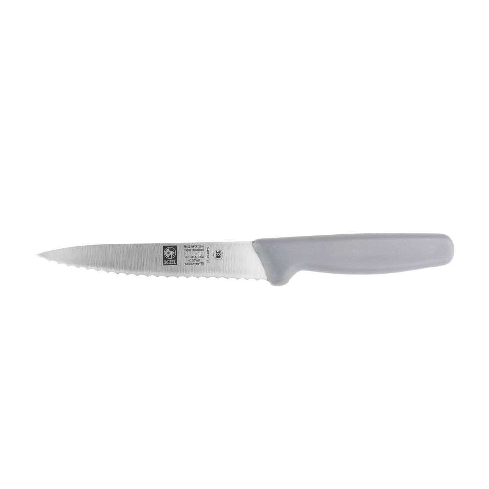 Icel Utility Knife, Serrated Edge, 5-1/2" Blade, Gray Plastic Handle