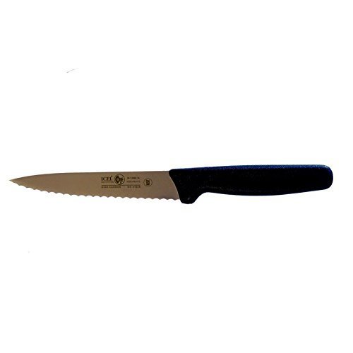 Icel Utility Knife, Wavy Edge, 5-1/2" Blade, Black Plastic Handle