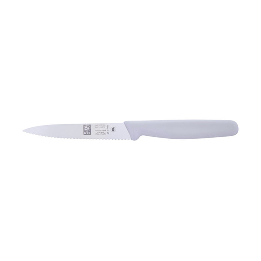 Icel White Serrated Paring Knife, 4" Blade