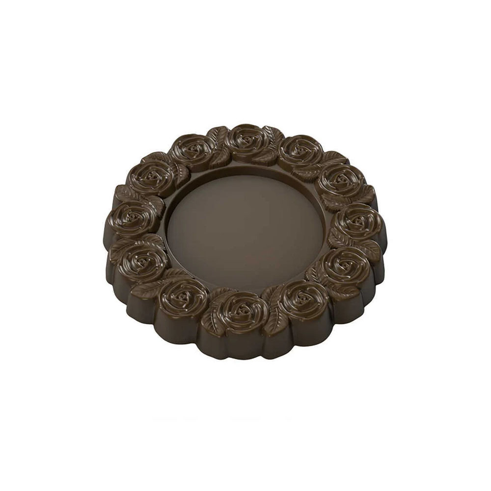 Implast Circle with Roses Polycarbonate Chocolate Mold, 6 Cavities