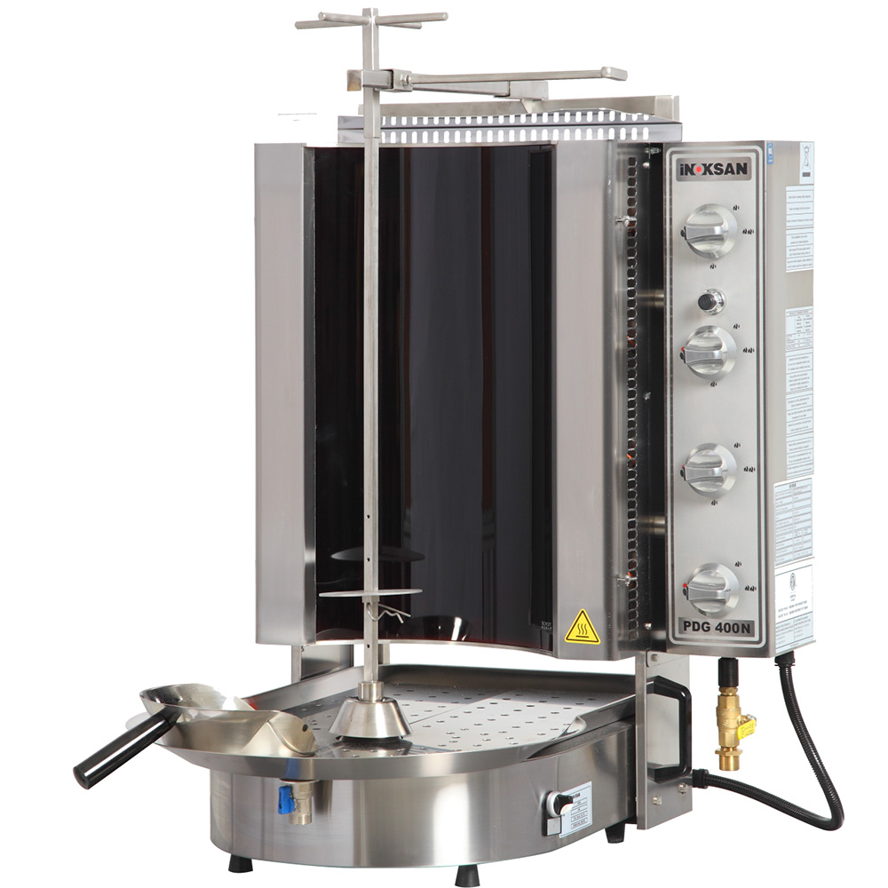 Inoksan PDG400NR-N, 130 Lbs Natural Gas Gyro Machine, Bottom Motor, Robax Glass, NSF, ETL