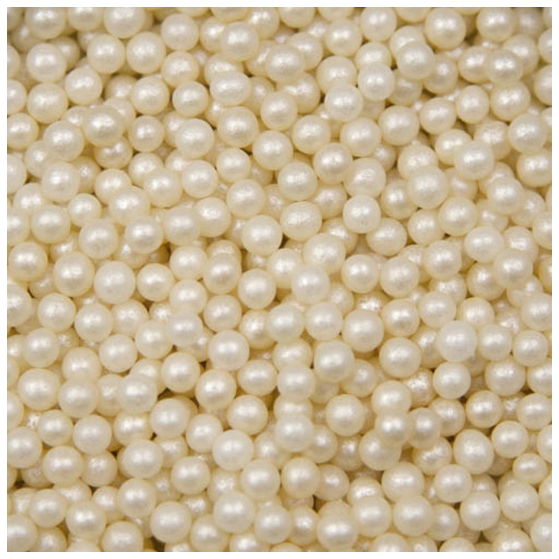 Ivory Edible Sugar Pearls Dragees Decoration Balls, 4mm - 16 oz