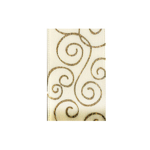 Ivory Metallic Scroll Ribbon 7/8 x 9 Feet