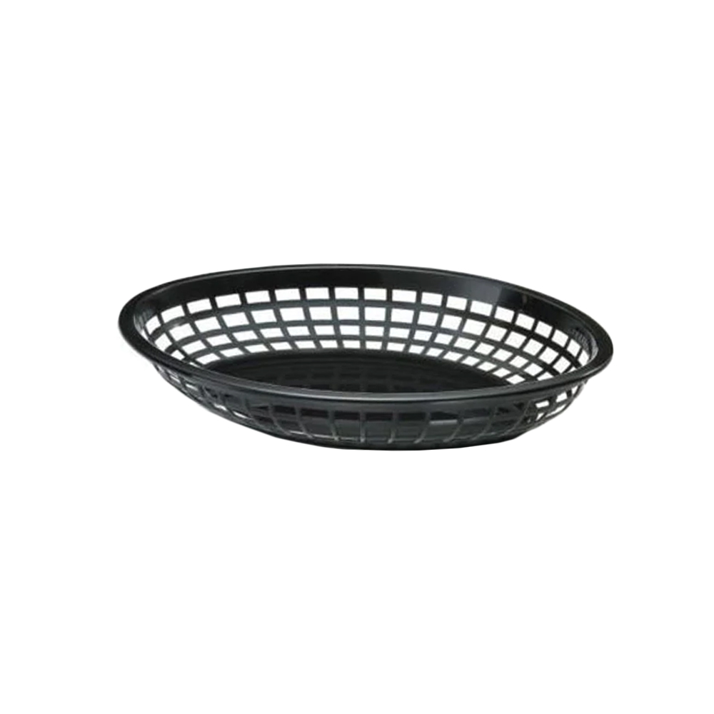 Johnson-Rose Black Oval Plastic Fast Food Basket, 9-3/8" - Pack of 12