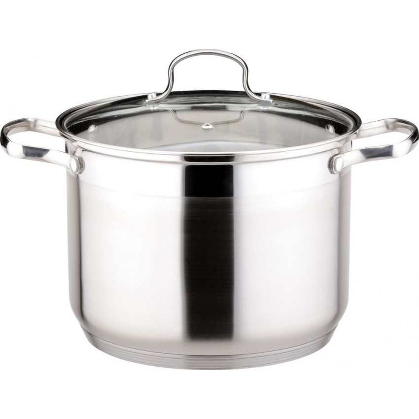Josef Strauss Le Stock Pot, Stainless Steel with Glass Lid,  20L, 12.6'' diameter x 9.8'' high