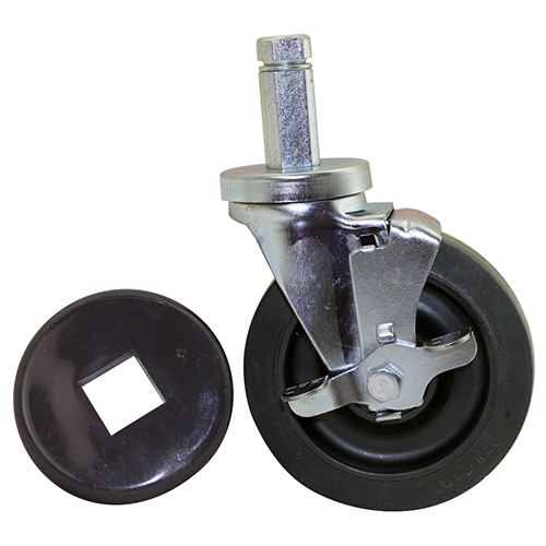 Kitchen Aid OEM # FM-1540-BUMPER, 5" Swivel Stem Caster with Brake for 7/8" Square Post - 260 lb. Capacity 