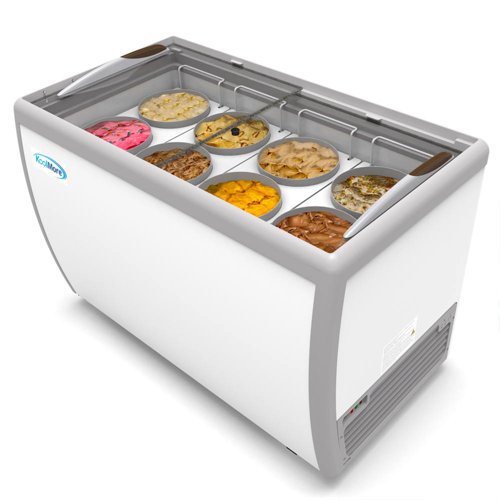 KoolMore 8 Tub Ice Cream Dipping Cabinet Display Freezer with Sliding Glass Door, 13 cu. ft.