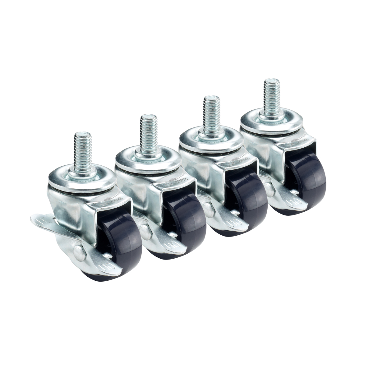 Krowne 28-139S Low Profile Threaded Stem Caster, Swivel with Brake, 2" Dia. Set of 4