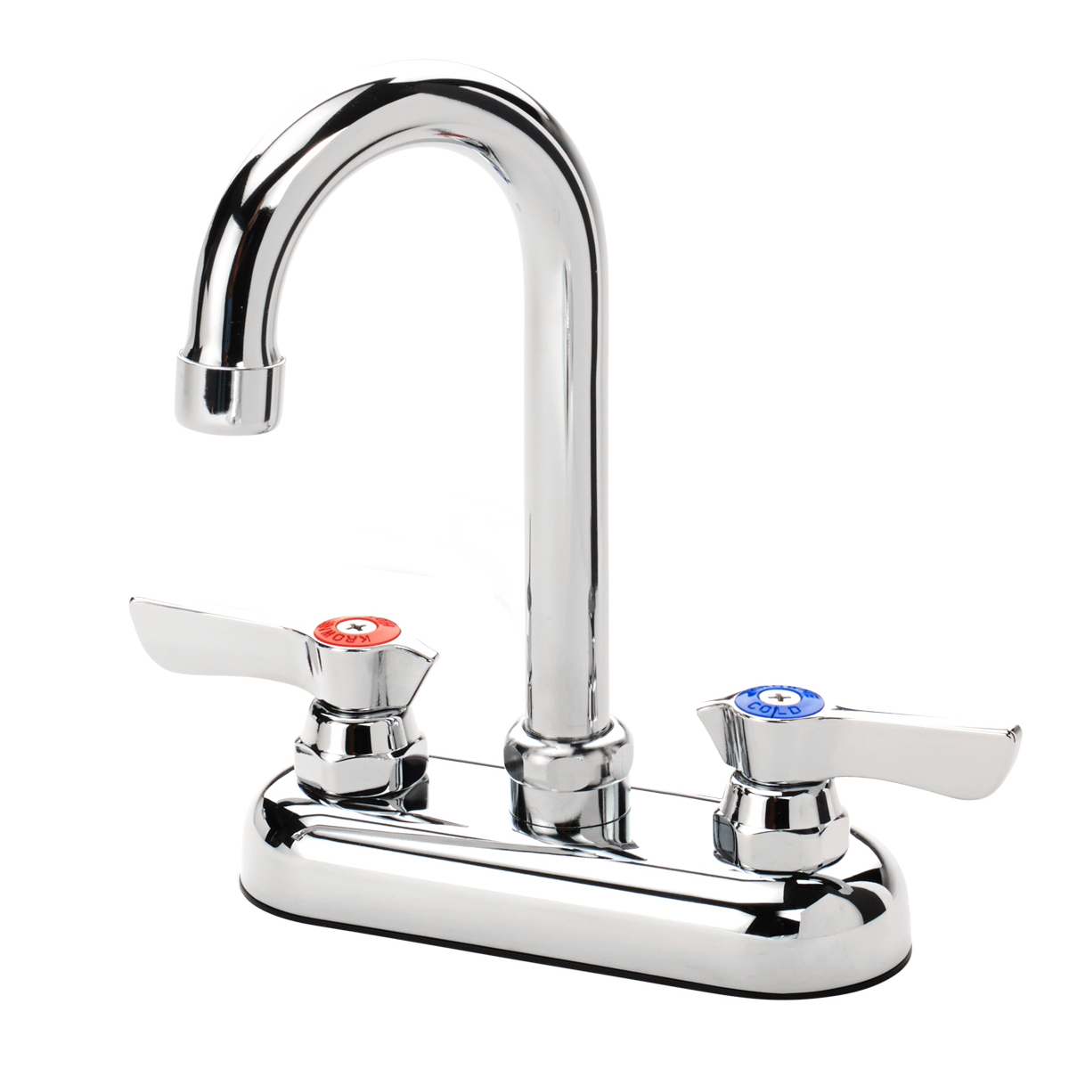 Krowne Metal 11-400L Silver Series 4" Center Deck Mount Faucet with 3-1/2" Gooseneck Spout