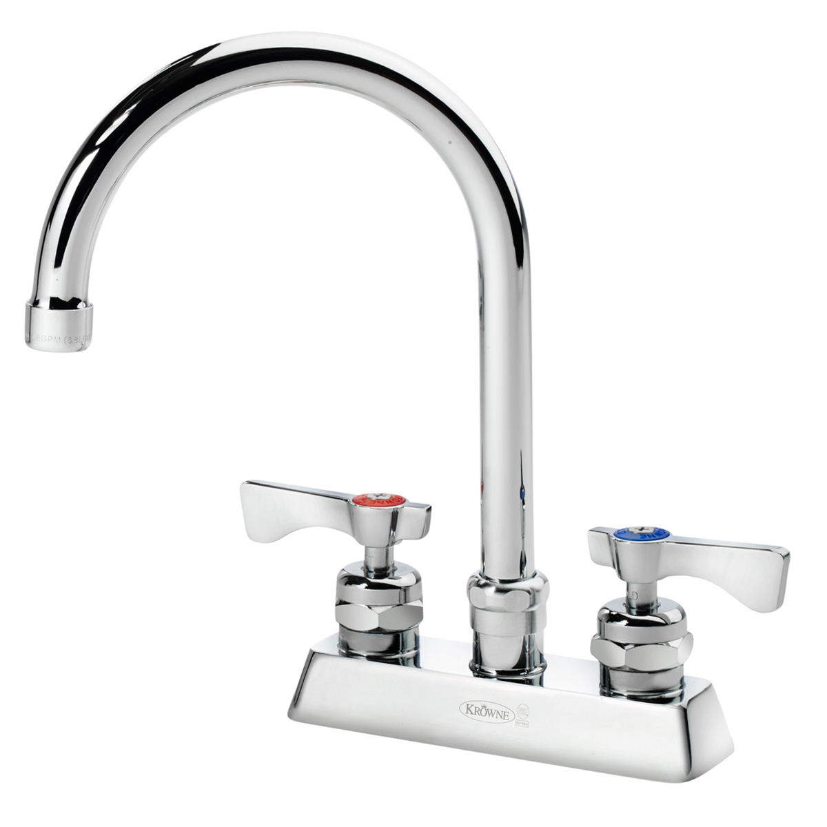 Krowne Metal 15-301L Royal Series 4" Center Deck Mount Faucet with 6" Gooseneck Spout