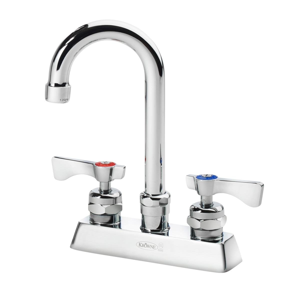 Krowne Metal 15-325L Royal Series 4" Center Deck Mount Faucet with 3-1/2" Gooseneck Spout