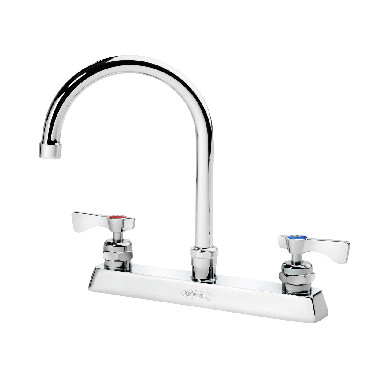 Krowne Metal 15-501L Royal Series 8" Center Deck Mount Faucet with 6" Gooseneck Spout