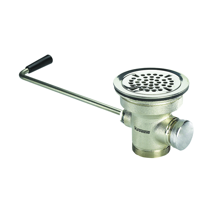 KROWNE METAL 22-204 Encore Twist-Handle Drain Waste, 3-1/2" Opening, 2" Drain Outlet, with 1-1/4" Overflow Outlet