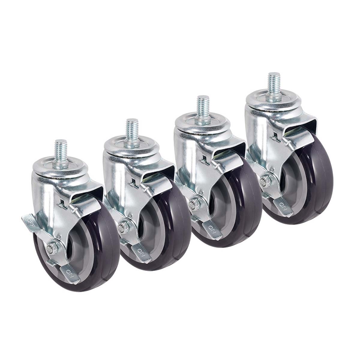 Krowne Metal 28-185S Heavy Duty 5/8" - 11 Threaded Stem Caster with 5" Wheel (Set of 4)