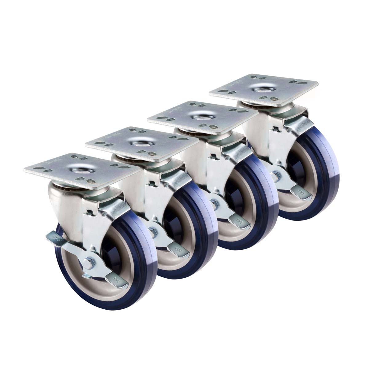 Krowne Metal 30-107S Economy Series 4" x 4" Plate Caster with 5" Wheel (Set of 4)