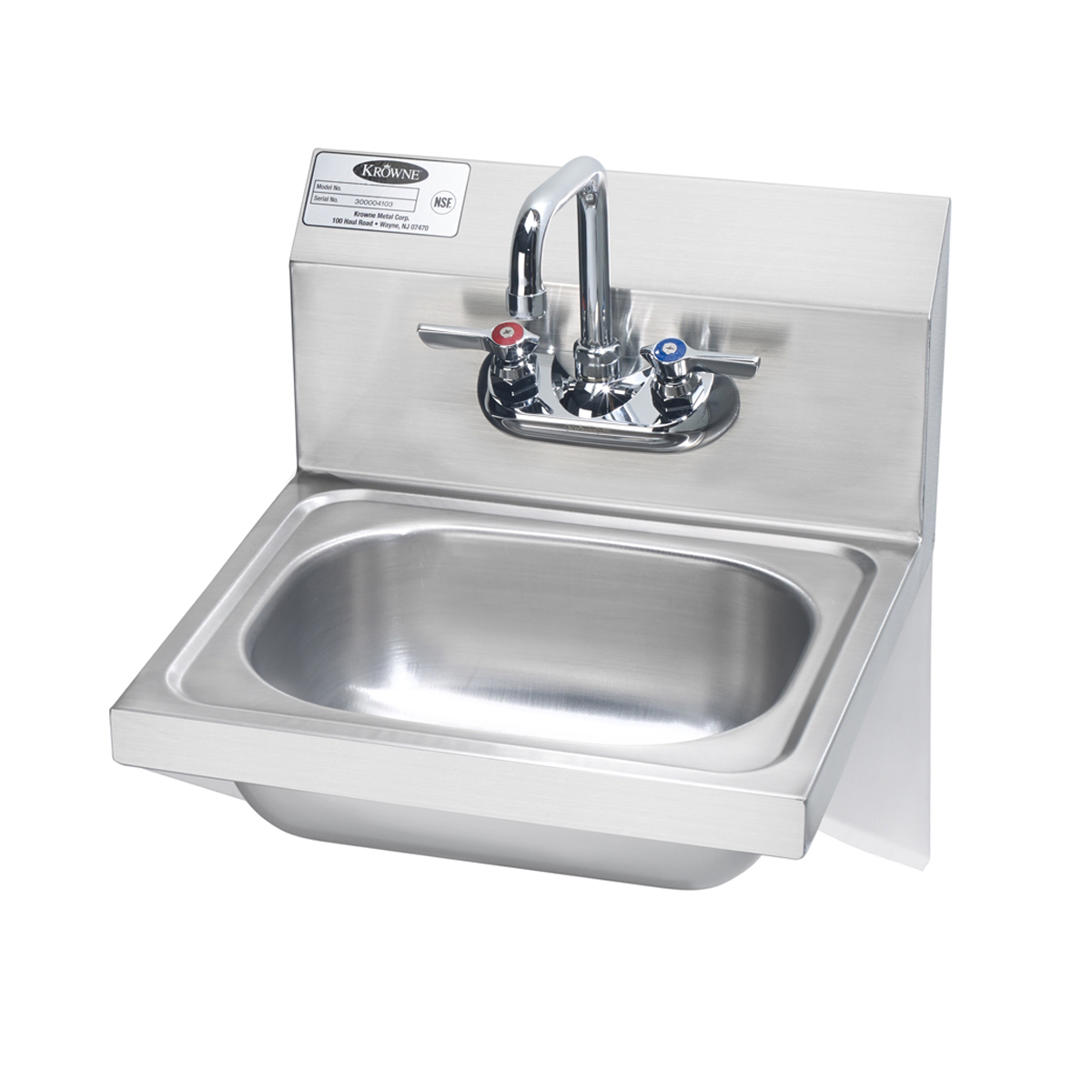 Krowne Metal HS-10 - 16" Wide Hand Sink with Side Support Brackets