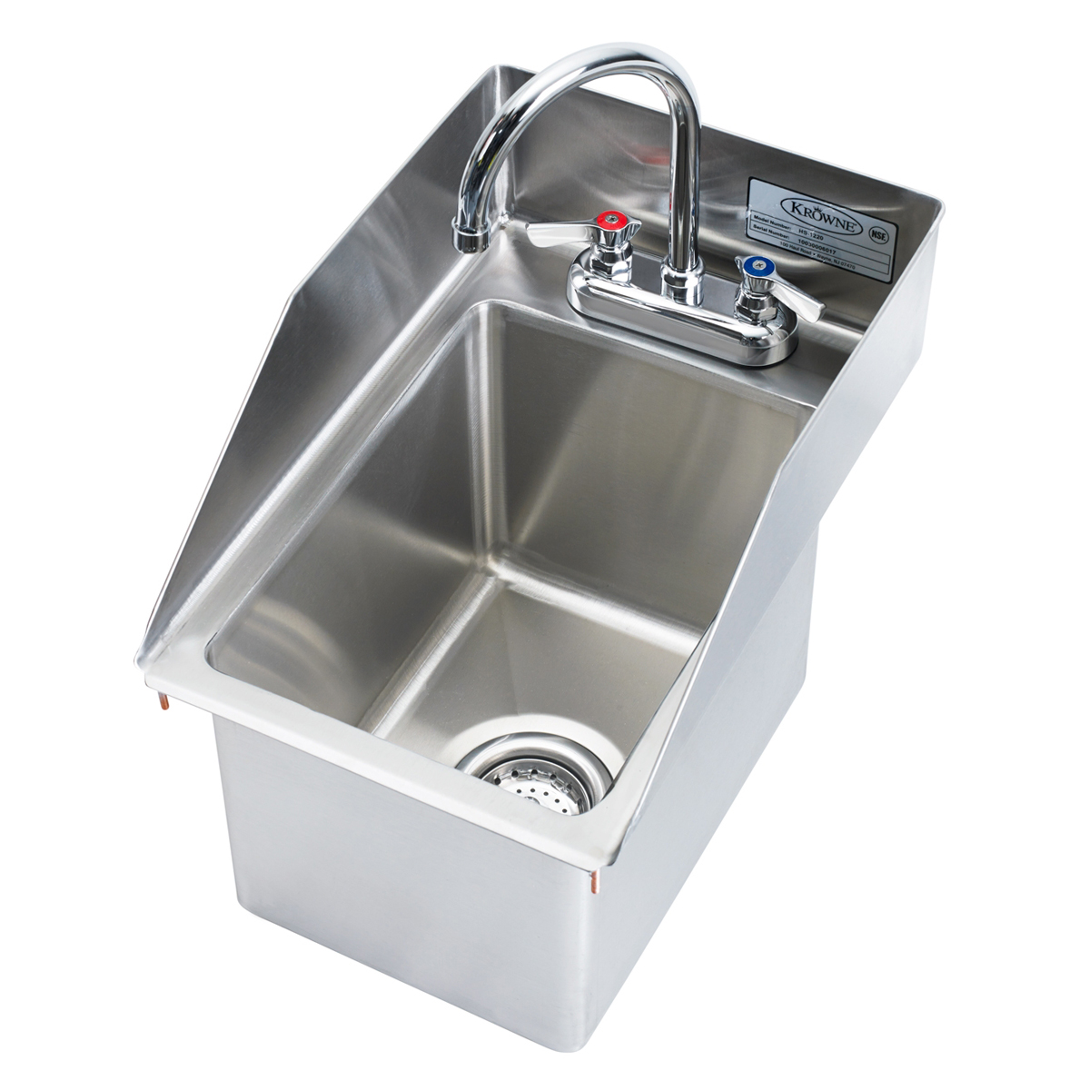 Krowne Metal HS-1220 - 12" x 18" Drop-In Hand Sink with Side Splashes